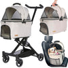 3 in 1 Pet Stroller Dog Cat Travel System Detachable Carrier Foldable 30lb