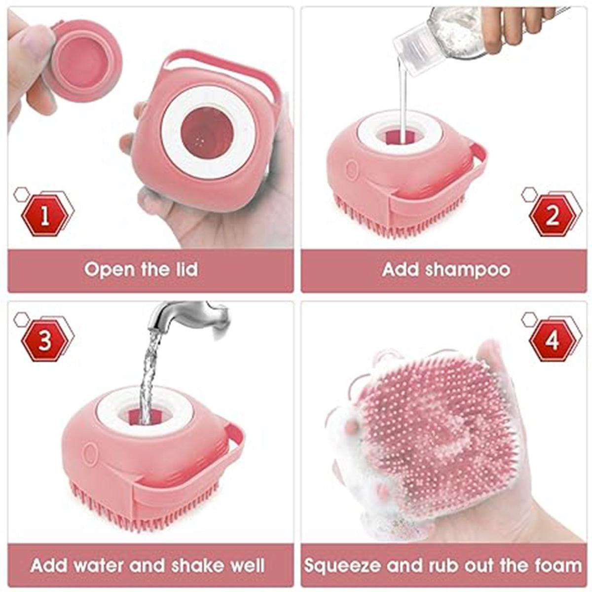 Pet Bath Comb With Shampoo Dispenser