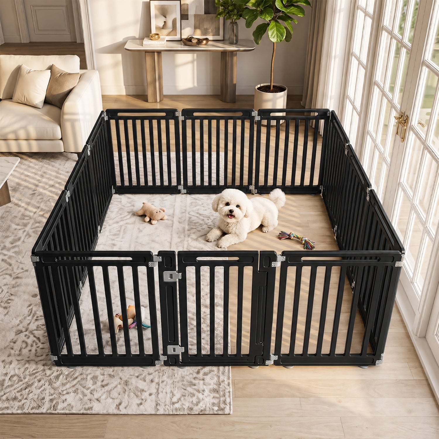12-Panel Dog Playpen 31.5" Height Indoor Outdoor Pet Fence