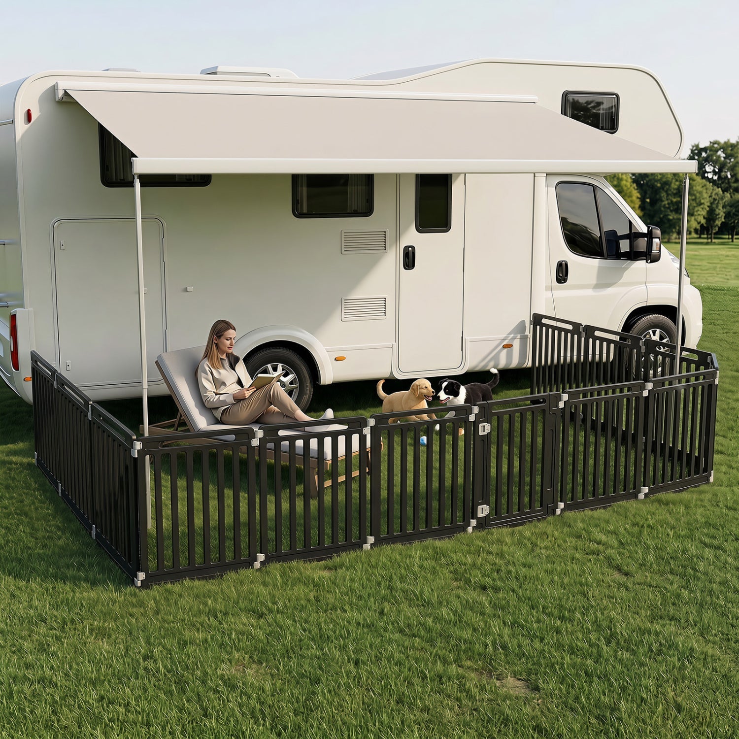 12-Panel Dog Playpen 31.5" Height Indoor Outdoor Pet Fence