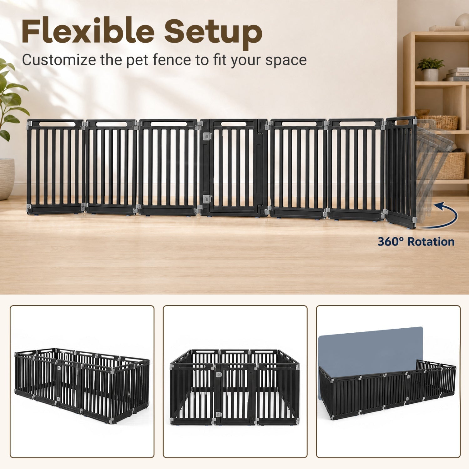 12-Panel Dog Playpen 31.5" Height Indoor Outdoor Pet Fence