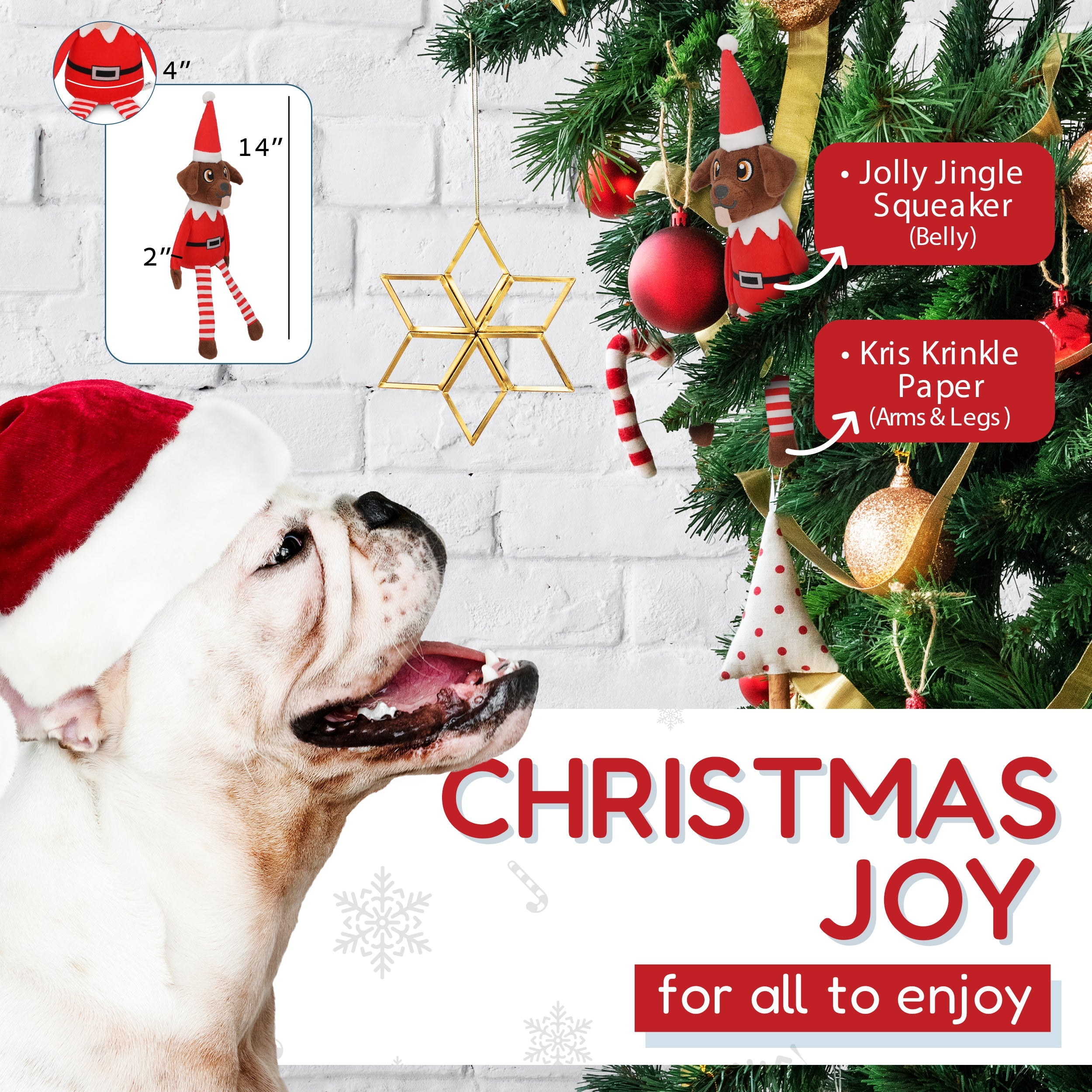 PUPROAR Pooch on a Perch | Elf Dog Toy & Christmas Dog Toy