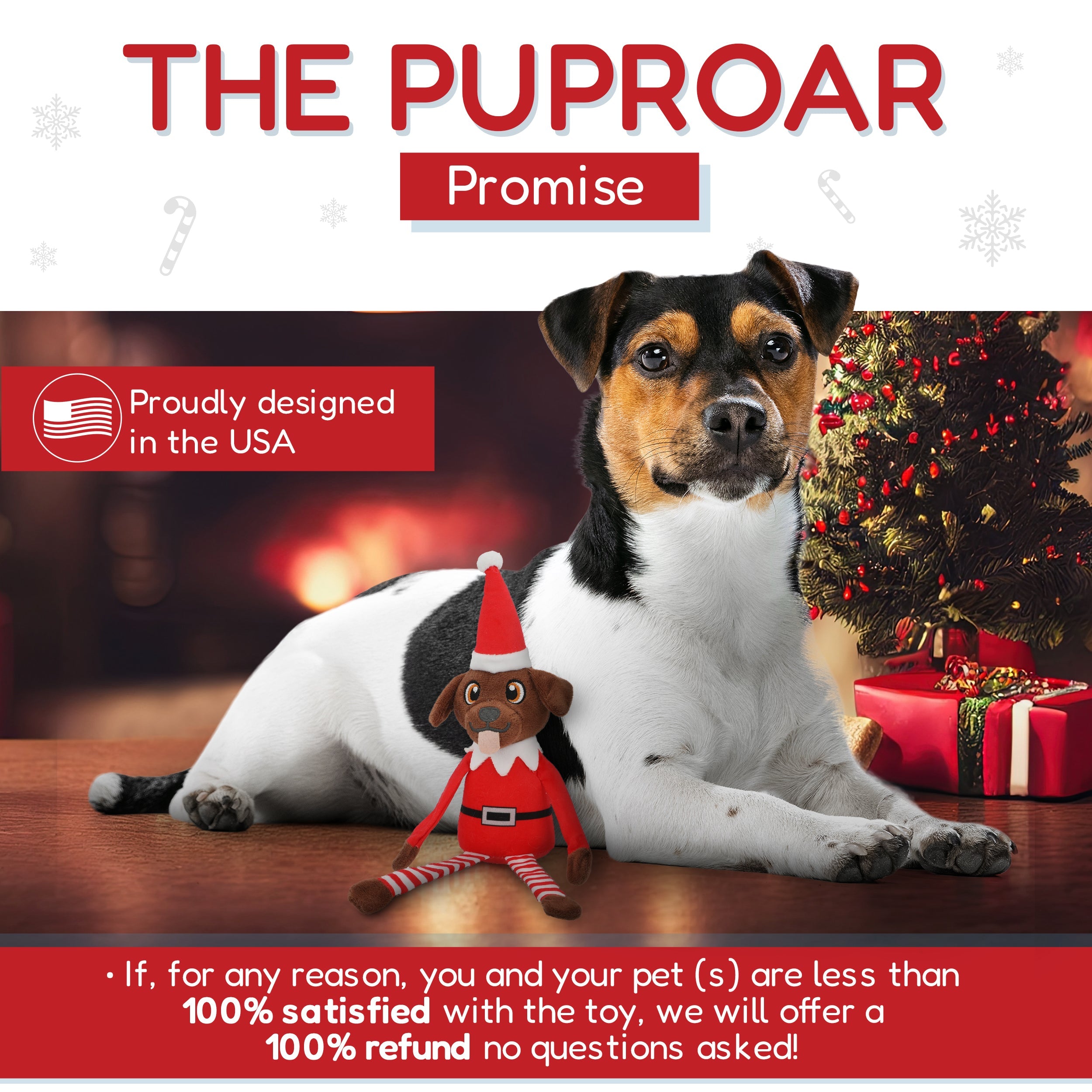 PUPROAR Pooch on a Perch | Elf Dog Toy & Christmas Dog Toy