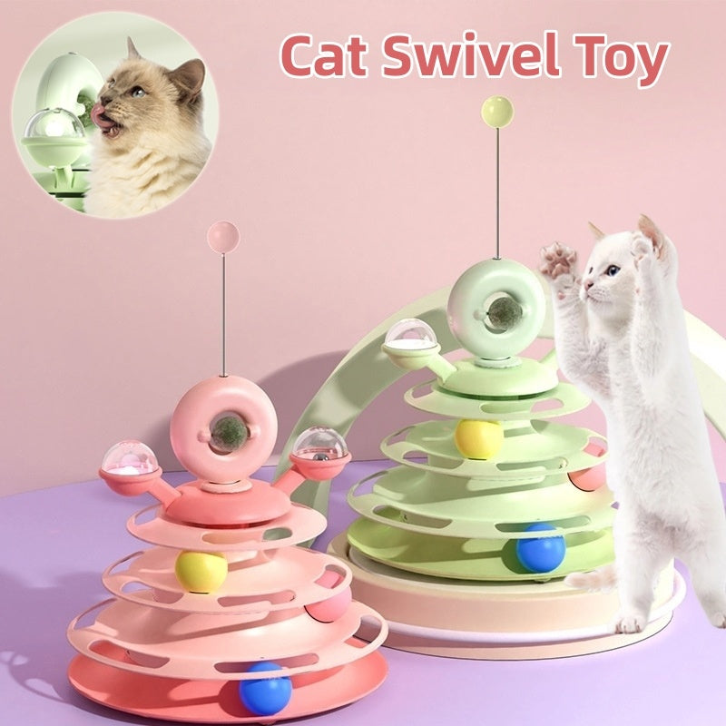 4 Levels Cat Toy Tower Turntable
