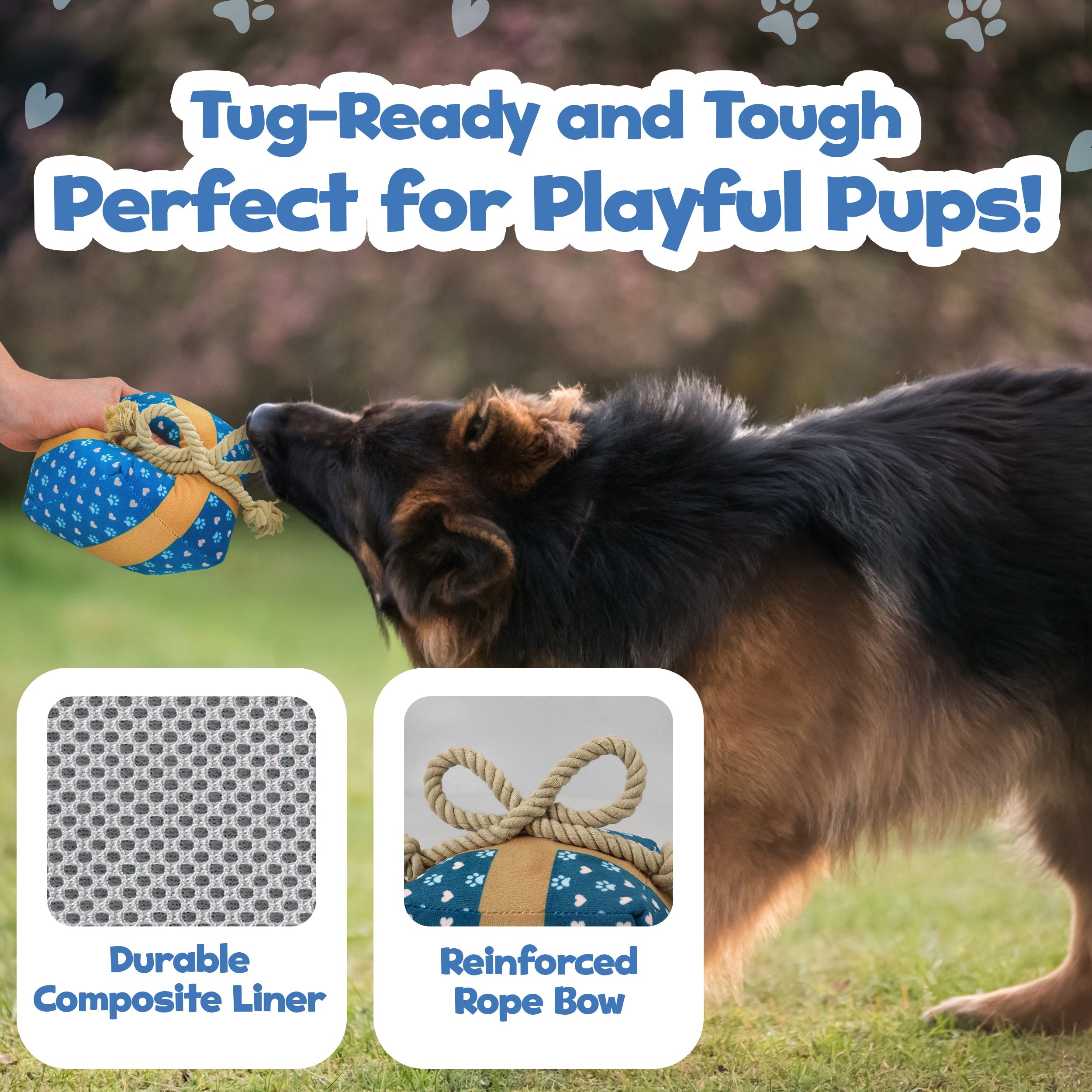 PUPROAR Gift Box Dog Toy | Cute Squeaky Birthday Dog Toy with Rope Bow