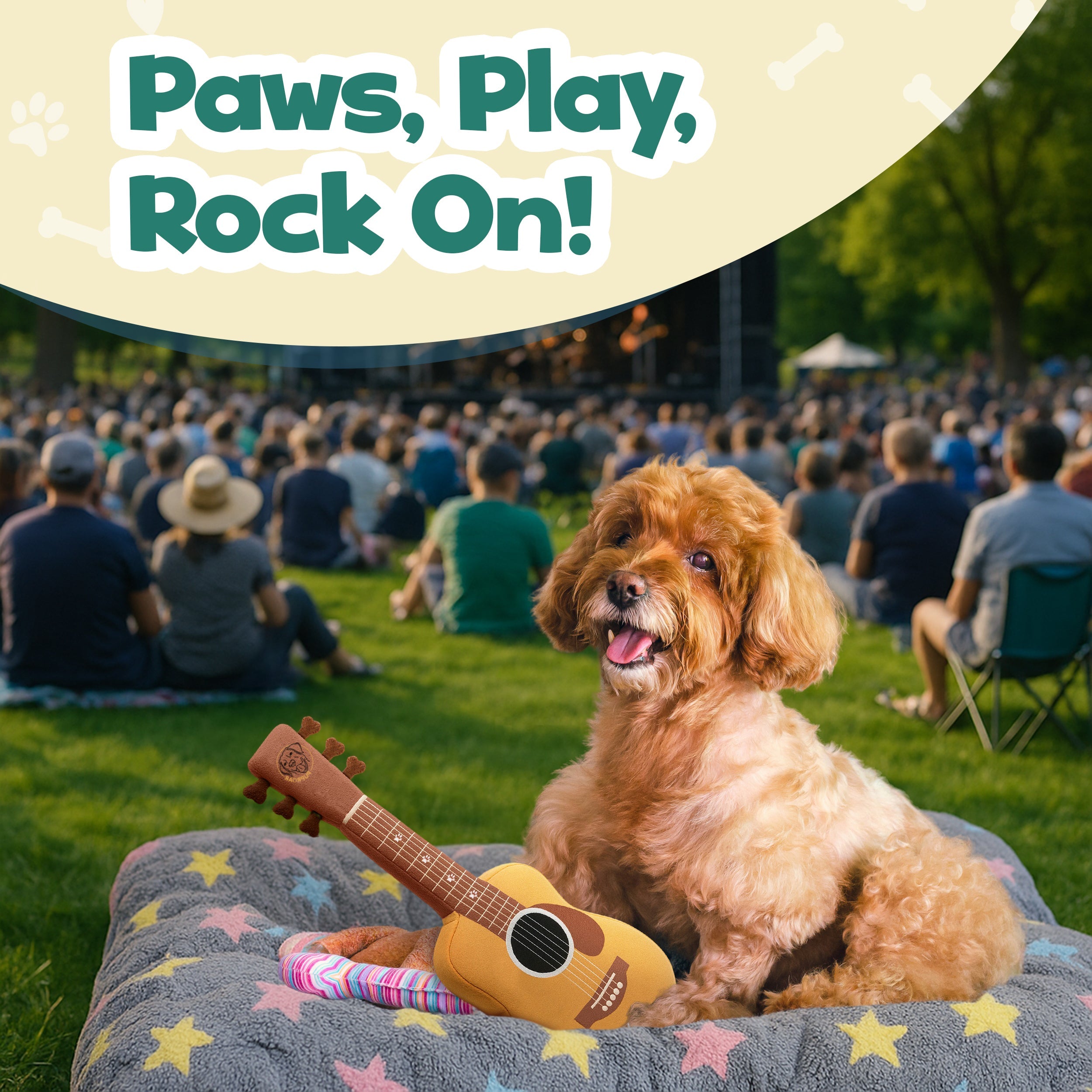 PUPROAR Guitar Dog Toy | Cute Squeaky Plush Dog Toy with Crinkle