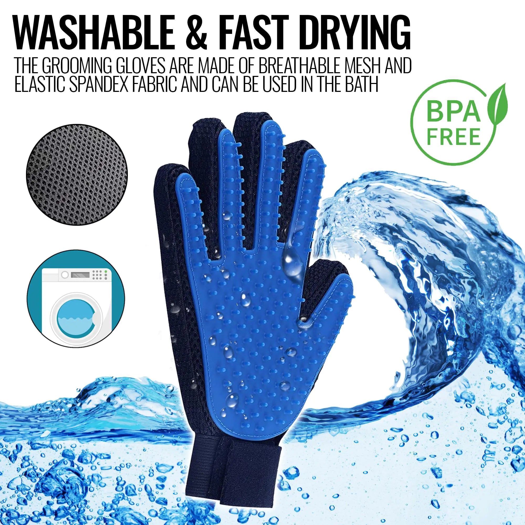 Pet Grooming Gloves Deshedding Brush Mitts (Pair)