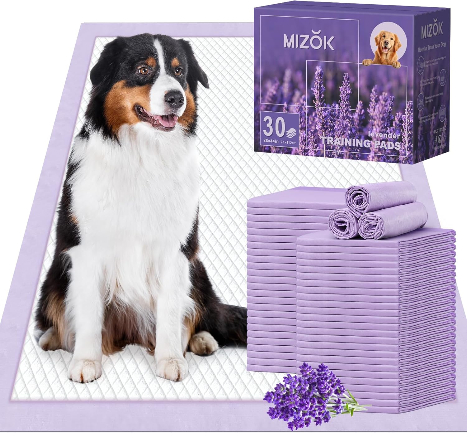 Extra Large Dog Pee Pads 28x34 Lavender Scent Leak Proof 8 Cup 40 Count
