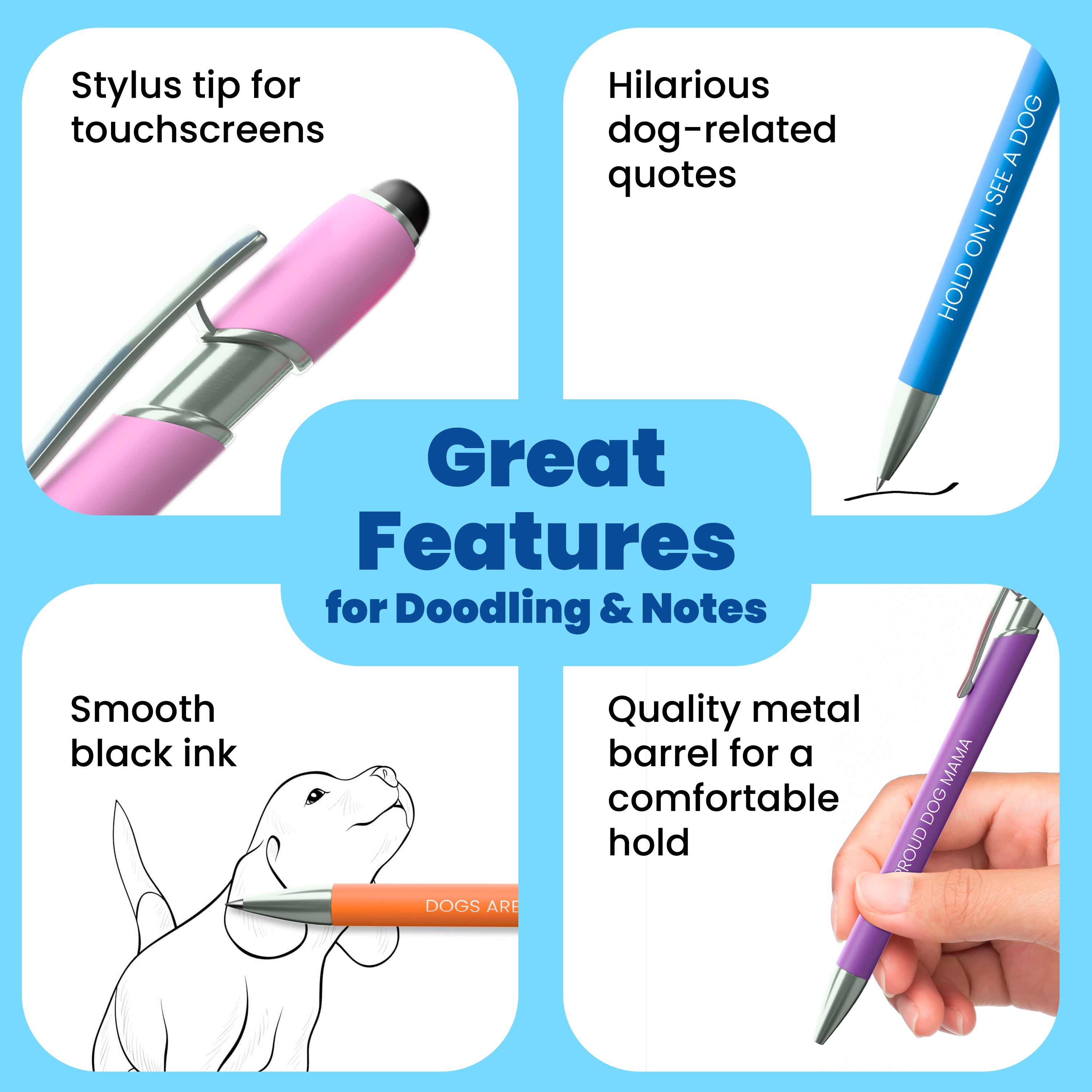 Dog-Themed Stylus Pen Sets