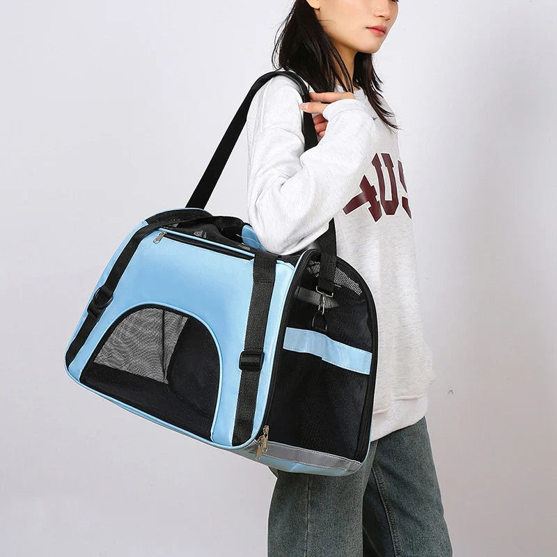 Portable Cat & Dog Carrier Bag – Foldable Breathable Travel Handbag