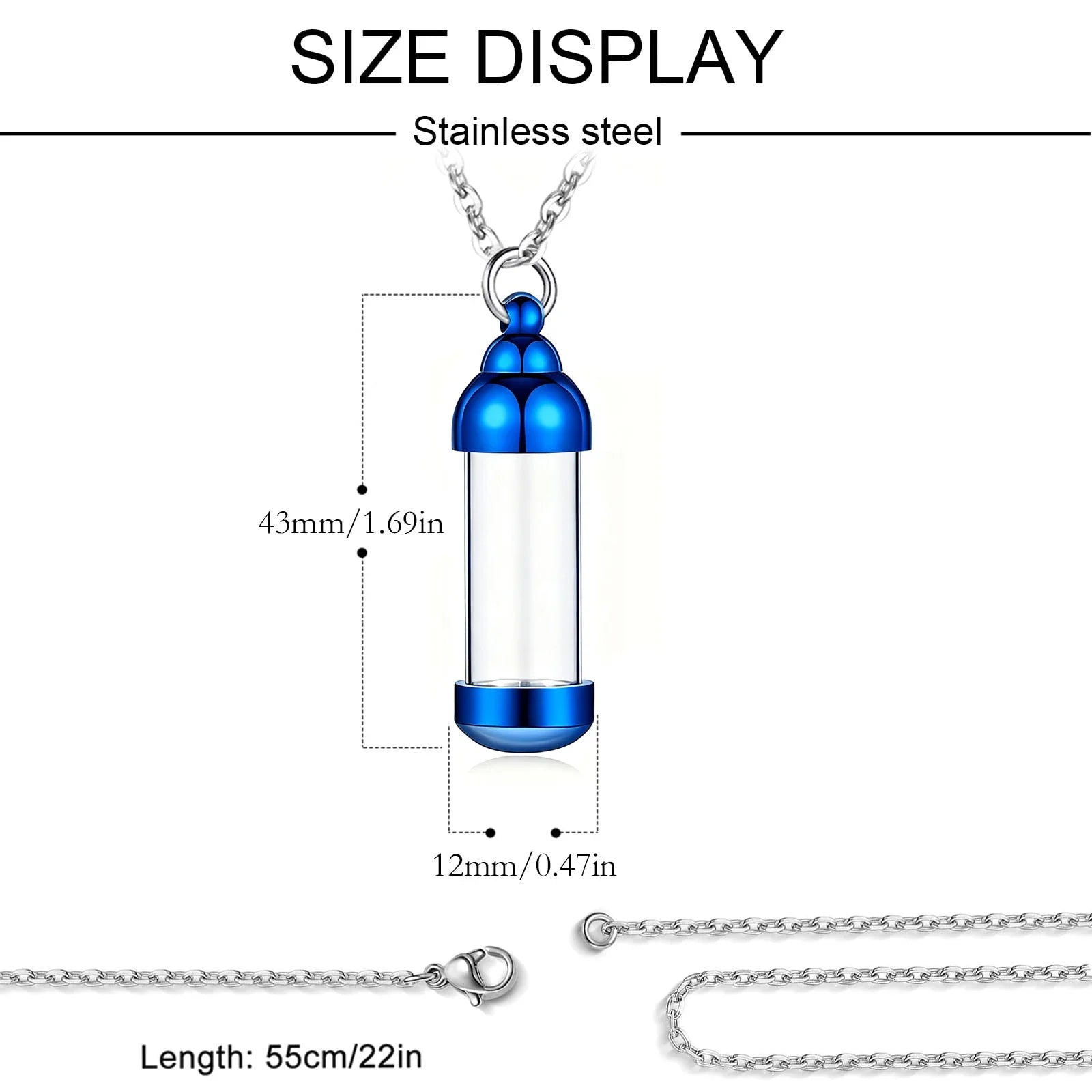 Small Glass Cremation Urn Vial Necklace for Ashes | Memorial Pet Charm