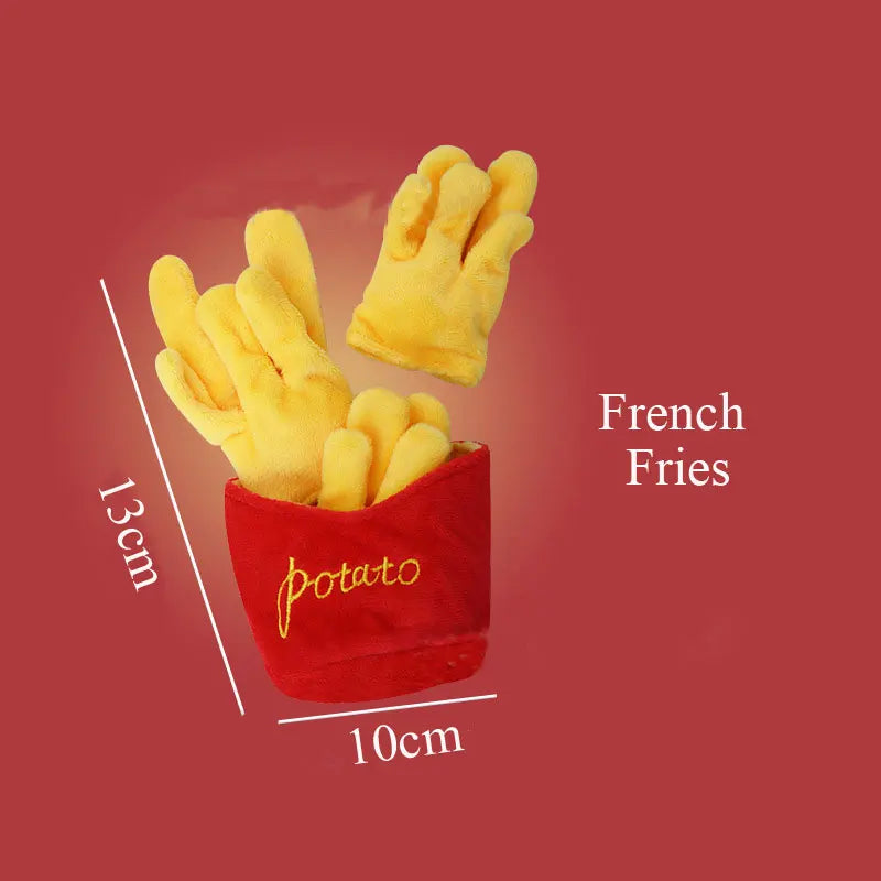Plush Dog Toys – Squeaky Ice Cream, Fries & Hamburger Set