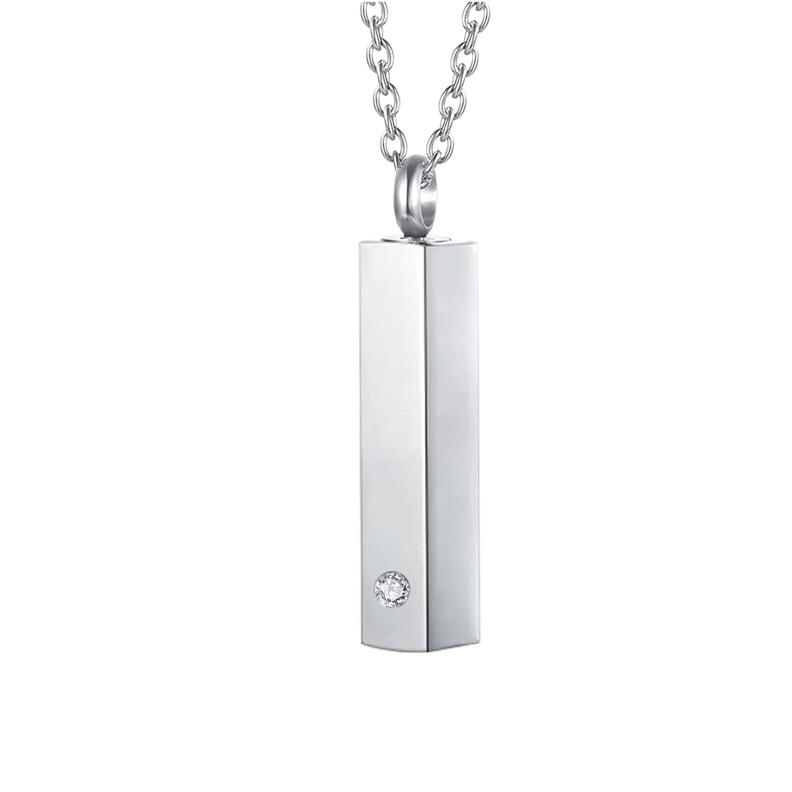 Cube Urn Necklace for Ashes | Aluminum Alloy Cremation Jewelry with Crystal Memorial Pendant