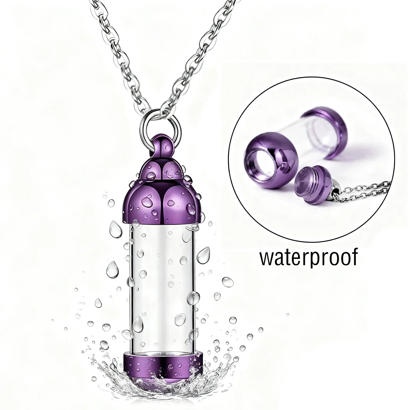 Small Glass Cremation Urn Vial Necklace for Ashes | Memorial Pet Charm