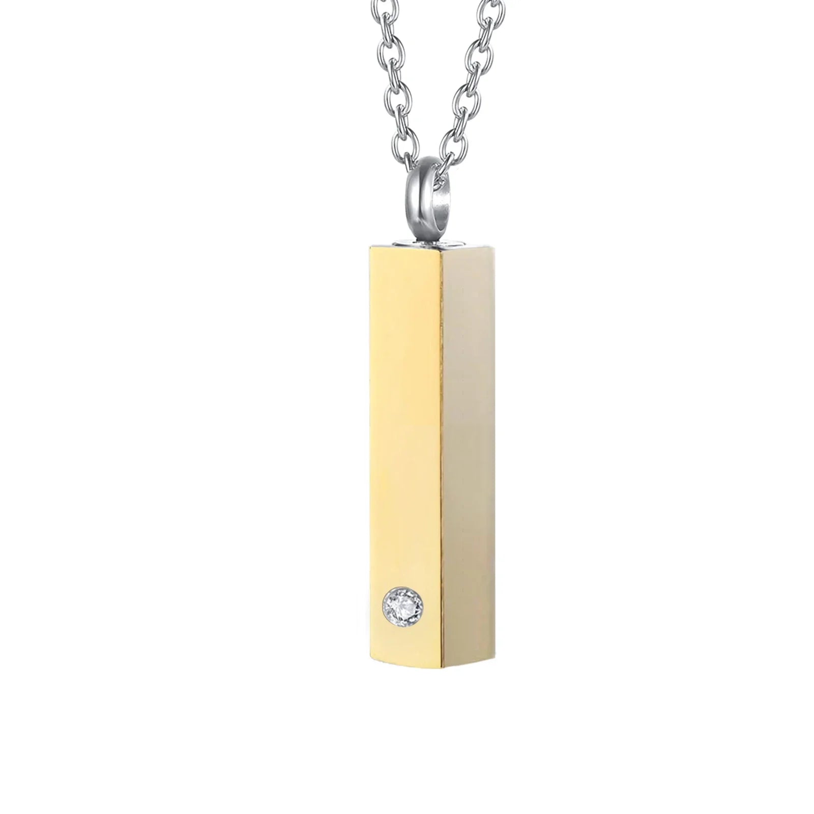 Cube Urn Necklace for Ashes | Aluminum Alloy Cremation Jewelry with Crystal Memorial Pendant