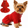Small Dog Fleece Sweater Dress with Skirt & D-Ring Winter Puppy Outfit